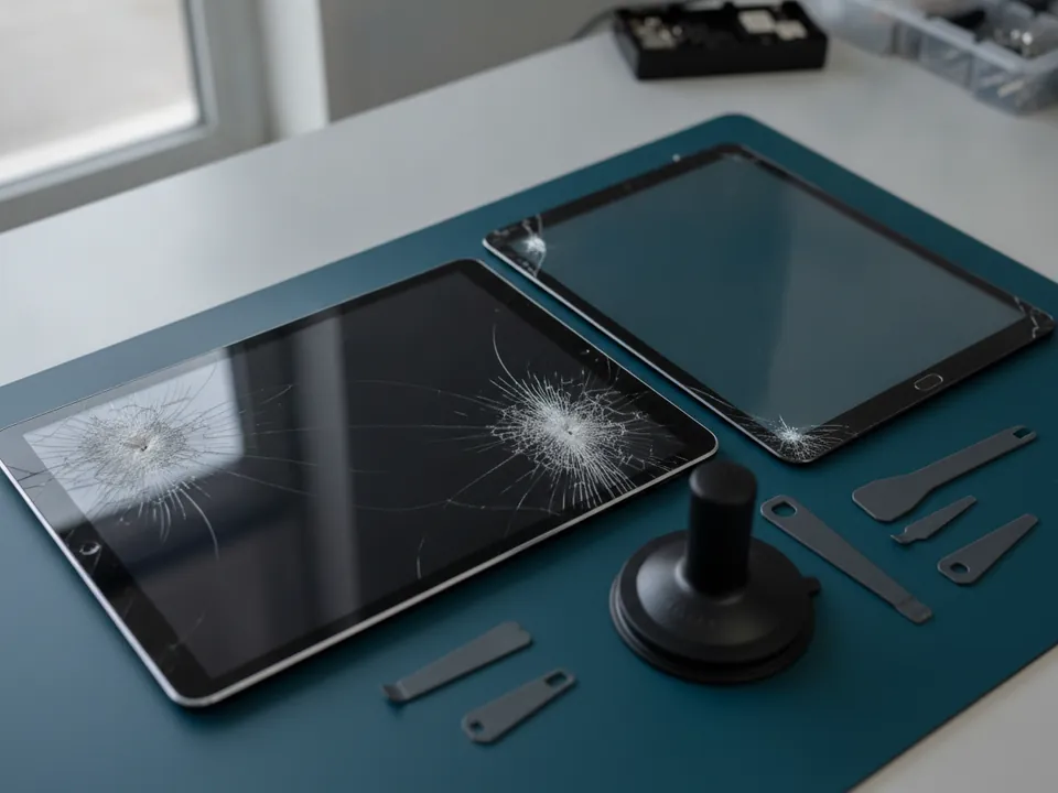 Ilustración de reparación de tablets e ipad
